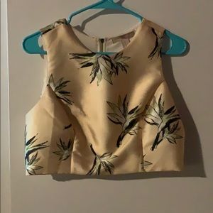 Yellow silk crop top